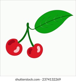 Cerezas rojas sobre fondo blanco
