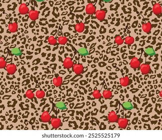 red cherries over cheetah print