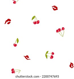 Red cherries seamless background