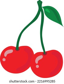 Ilustración del vector de cerezas rojas sobre fondo blanco