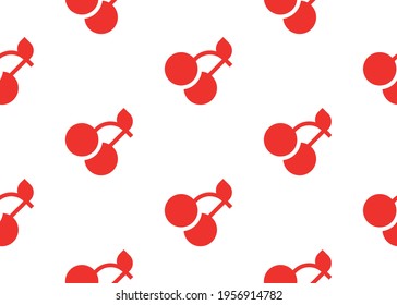 Red cherry berries in a flat style. Seamless texture.
