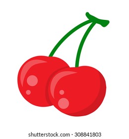 red cherry berries isolated illustration on white background