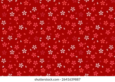 Red cherry blossom background, Sakura print, Seamless Japanese pattern