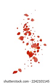 Red Cherry Blur Vector White Background. Tender Sakura Pattern. Beautiful Floral Japan Backdrop. Pink Peach Fly Cover.