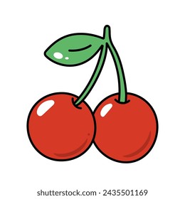 red cherry cartoon vector isolated