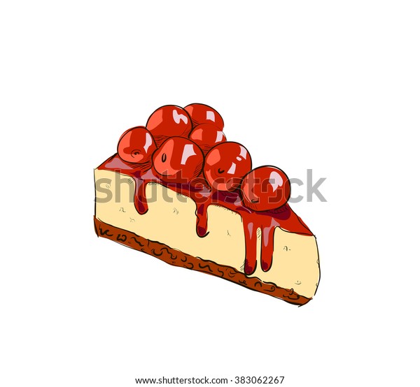 Red Cherry Cheesecake Illustration Stock Vector (Royalty Free) 383062267