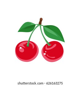 Red cherry close up.Vector