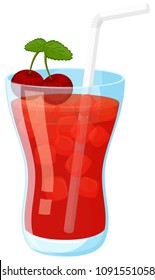 Red Cherry Cocktail on White Background illustration