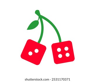 red cherry dice sign symbol on a white background. vector 3d drawing icon.