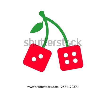 red cherry dice sign symbol on a white background. vector 3d drawing icon.