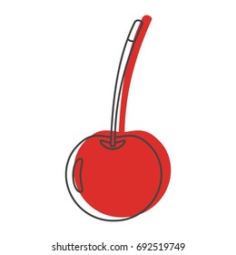 Red cherry in doodle style icons vector illustration for design and web isolated on white background. Red cherry vector object for labels and logo
