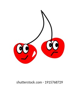 red cherry with face cartoon