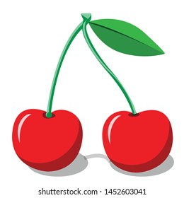 red cherry flat icon on white background