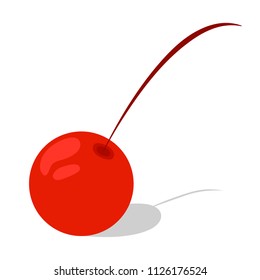 Red cherry - fresh fruit, natural berry. Modern flat cartoon style vector illustration icons. Isolated on white background. One berry -red cherry. Fresh shiny cherry.