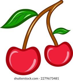 Red cherry fresh fruits vector design
