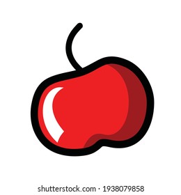 red cherry fruit with bold outline vector design