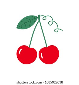 Icono de frutos de cerezo rojo aislado en la ilustración del vector de fondo blanco.