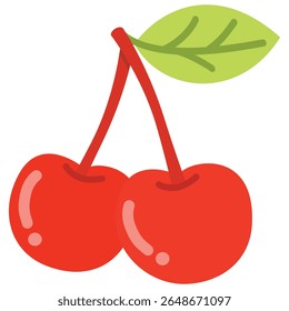 Red cherry fruit illustration in flat style