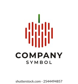 Diseño de logotipo de línea de fruta de cereza roja