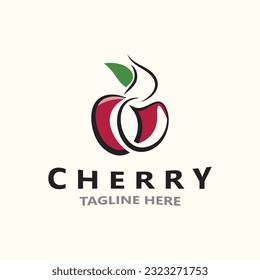 Red Cherry Fruit logo, vector illustration, Fruit business Design 