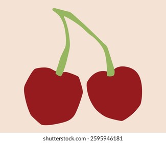 red cherry fruit simplicity vector