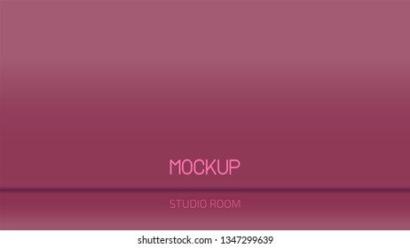 red cherry gradient studio room backdrop background.  Mockup template product display. Empty studio room luxury background.