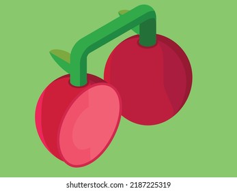 Red cherry half icon or art