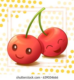red cherry icon characters cartoon
