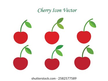 red cherry icon set vector illustration
