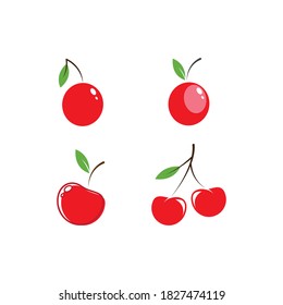 Red Cherry illustration logo vector template