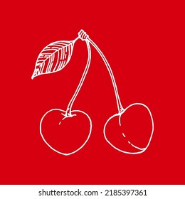 Red Cherry illustration on isolated background