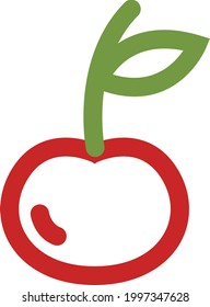 Cereza roja, ilustración, sobre fondo blanco.