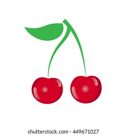 Red cherry isolated on white background