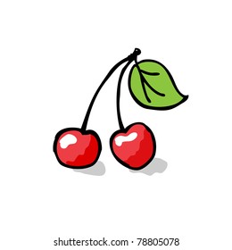Red cherry isolated on white