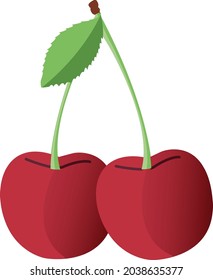 Red cherry with leaf illustration