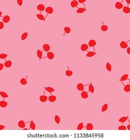 red cherry and leaf pattern on pink background