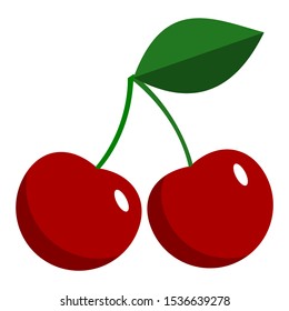 red cherry and leaf vector fruit 