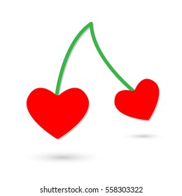Red cherry like heart Isolated vector illustration