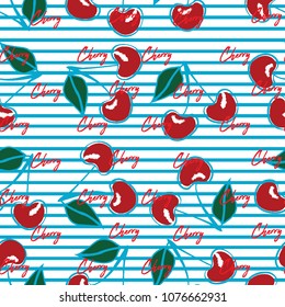 red cherry line art vector 