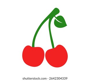 Red cherry logo icon. Cherry fruit vector design and illustration.