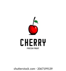 red cherry logo illustration vector