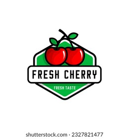 red cherry logo illustration vector	