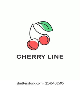 
Red cherry logo line art