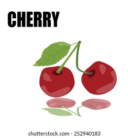 red cherry on the white background