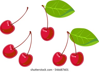 Red cherry on white background