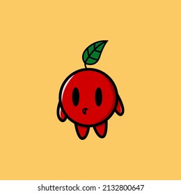Red Cherry Oval Cute Fruit 