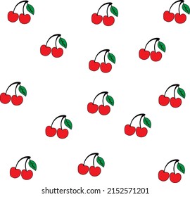 red cherry pattern design, flat cherry pattern template vector