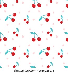 red cherry pattern line girl tee illustration art vector