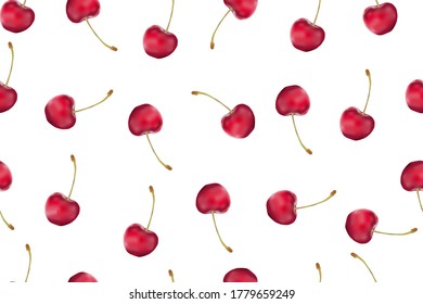 The red cherry pattern on white background