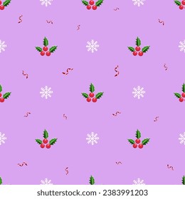Red Cherry Pattern Purple Background Pastel Design Plaid Buffalo Scott Gingham Pattern Cartoon Vector Seamless Pattern Print Background Fashion Cloth Picnic